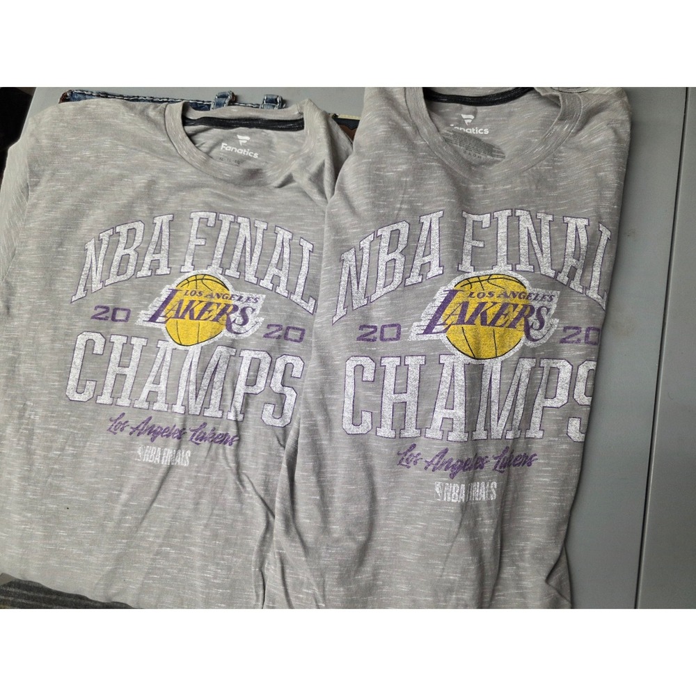 Lot of 2 Fanatics Los Angeles Lakers 2020 NBA Finals Champions T-Shirt Mens XL